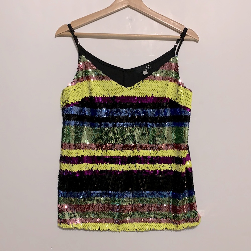 KUT from the Kloth Sequined Multicolor Tank Top Small Y2K